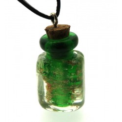 Lachrymatory Style Green Glass Bottle Pendant